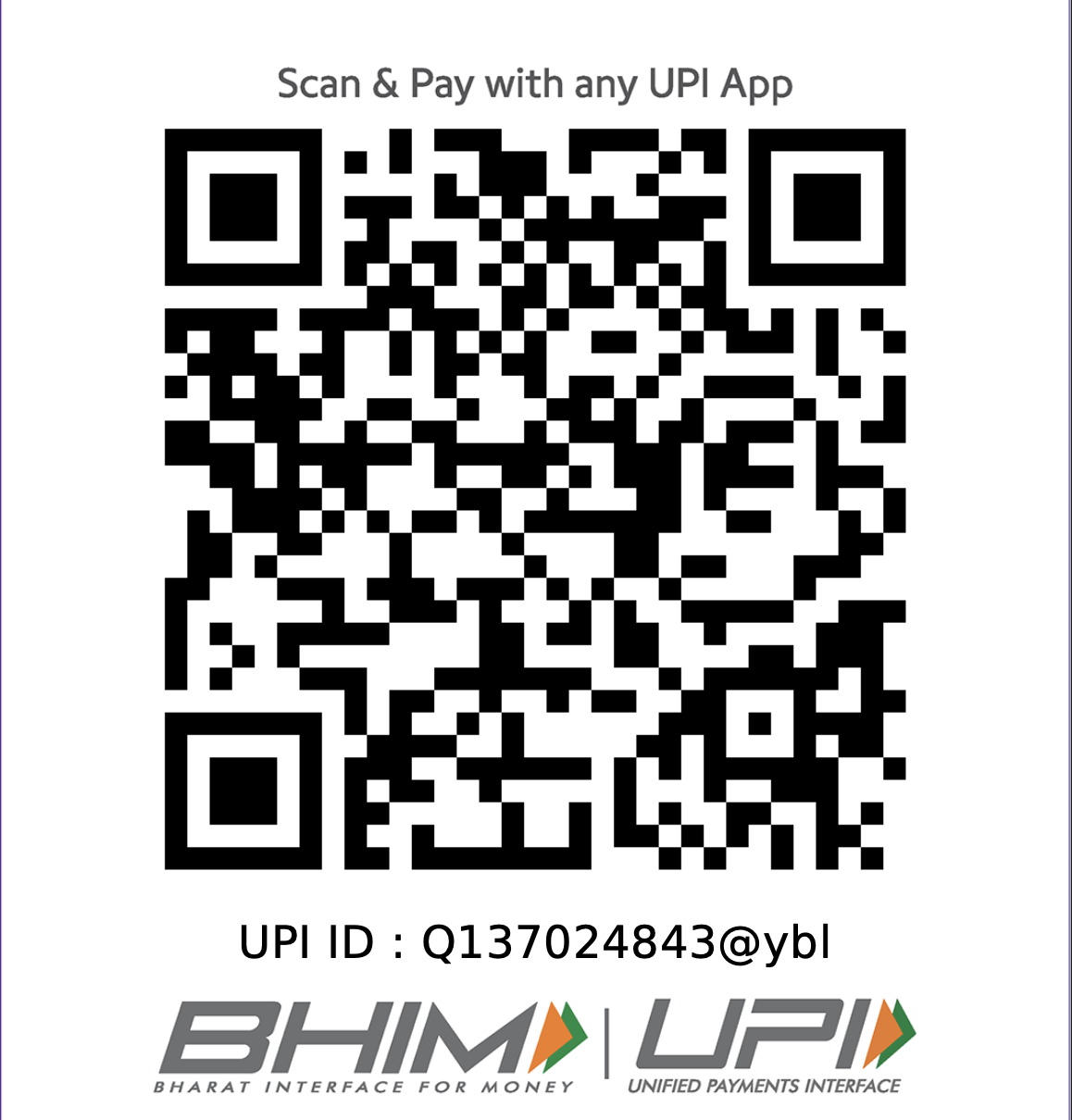 UPI QR code for Q137024843@ybl